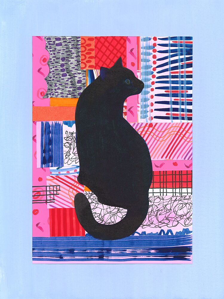 Colorful Black Cat art print by Isabelle Brent for $57.95 CAD