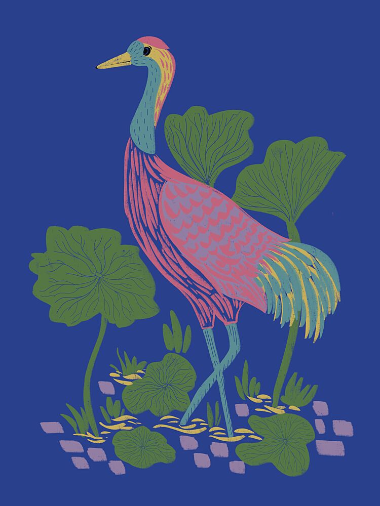Vibrant Pond Crane art print by Nikita Jariwala for $57.95 CAD