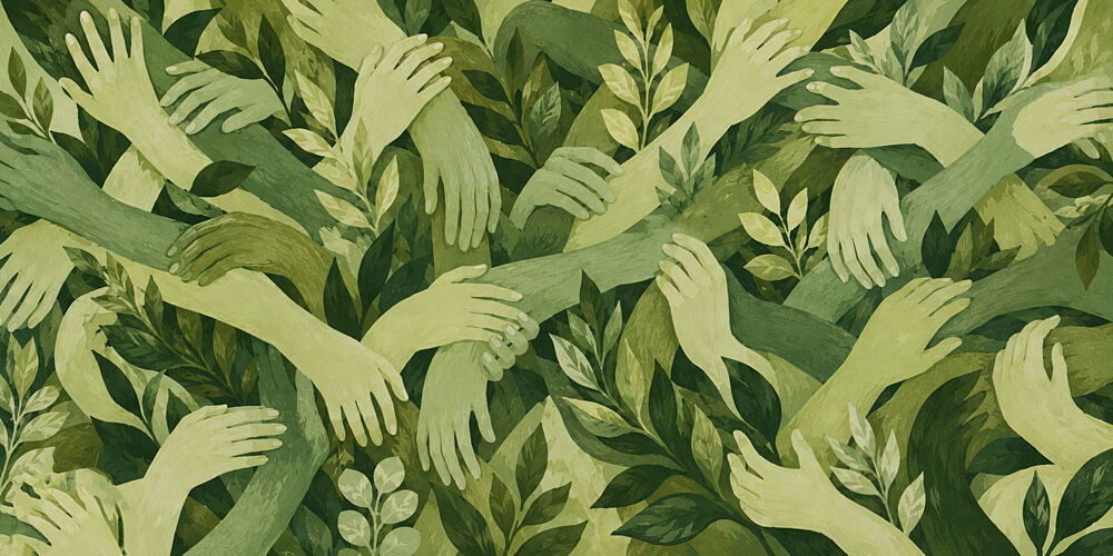 Green Hands and Leaves art print by Treechild for $57.95 CAD