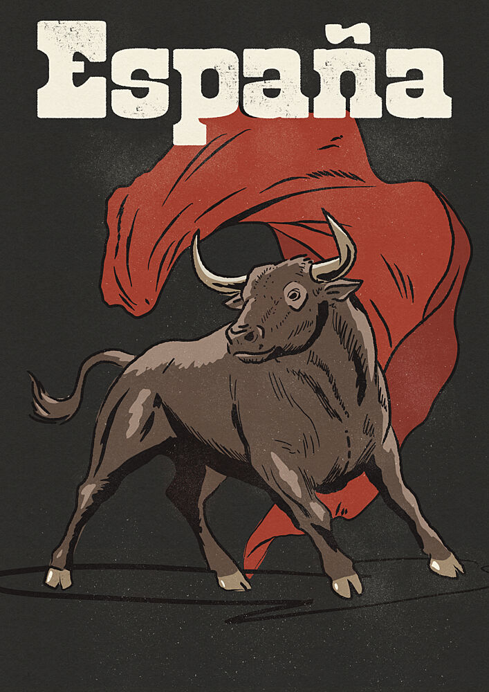 Espana Bull and Cape art print by Nicholas for $57.95 CAD