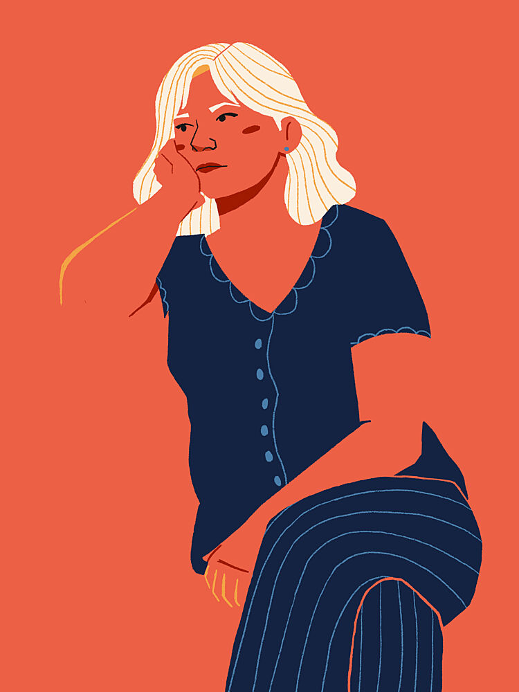 Pensive Blonde Woman art print by Monika Gregulska for $57.95 CAD