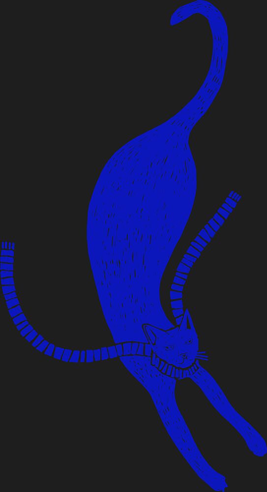 Blue Stretching Cat art print by Rosana Laiz Blursbyai for $57.95 CAD