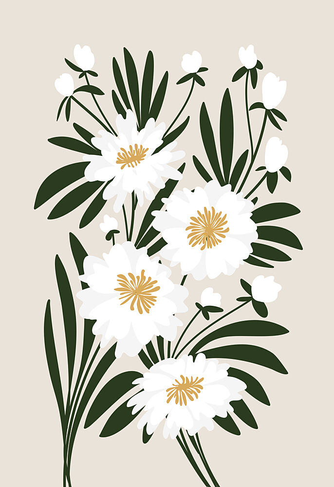 Elegant White Blooms art print by Rosana Laiz Blursbyai for $57.95 CAD