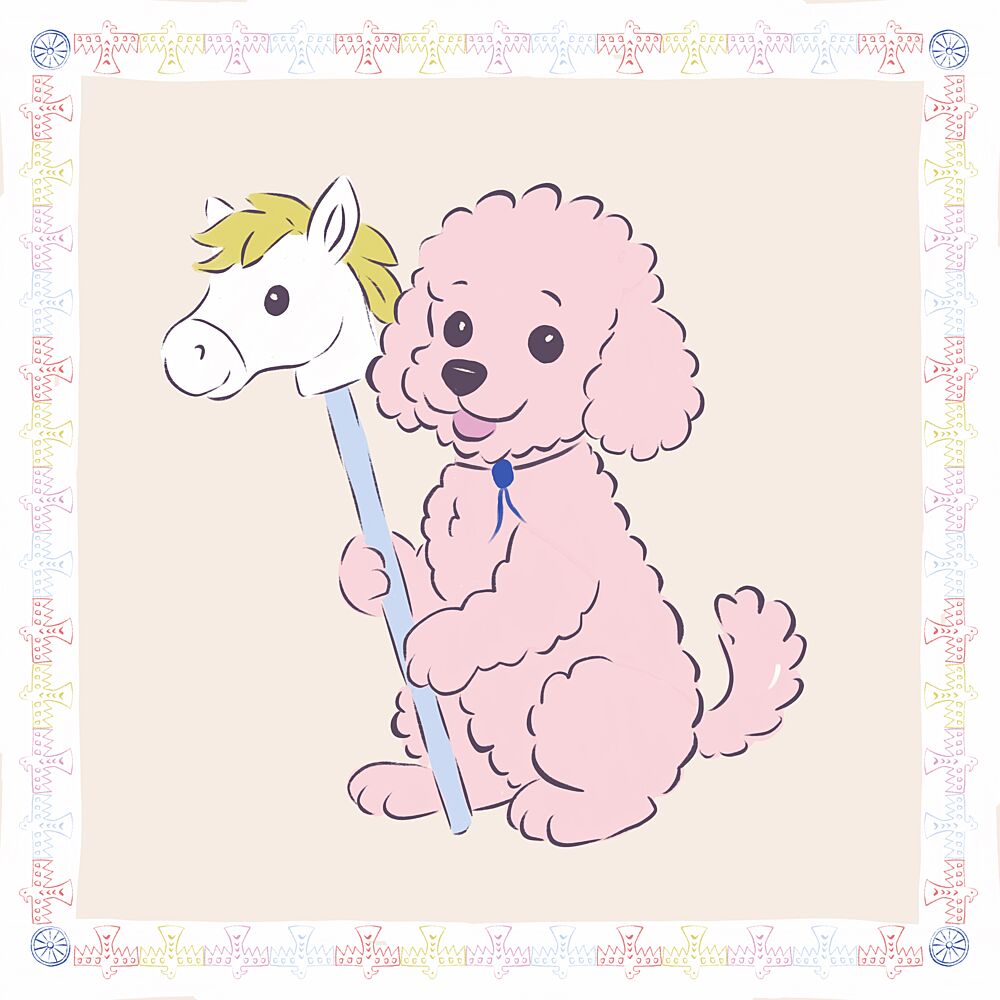 Cute Pink Poodle Playtime art print by Radhika Modi for $57.95 CAD