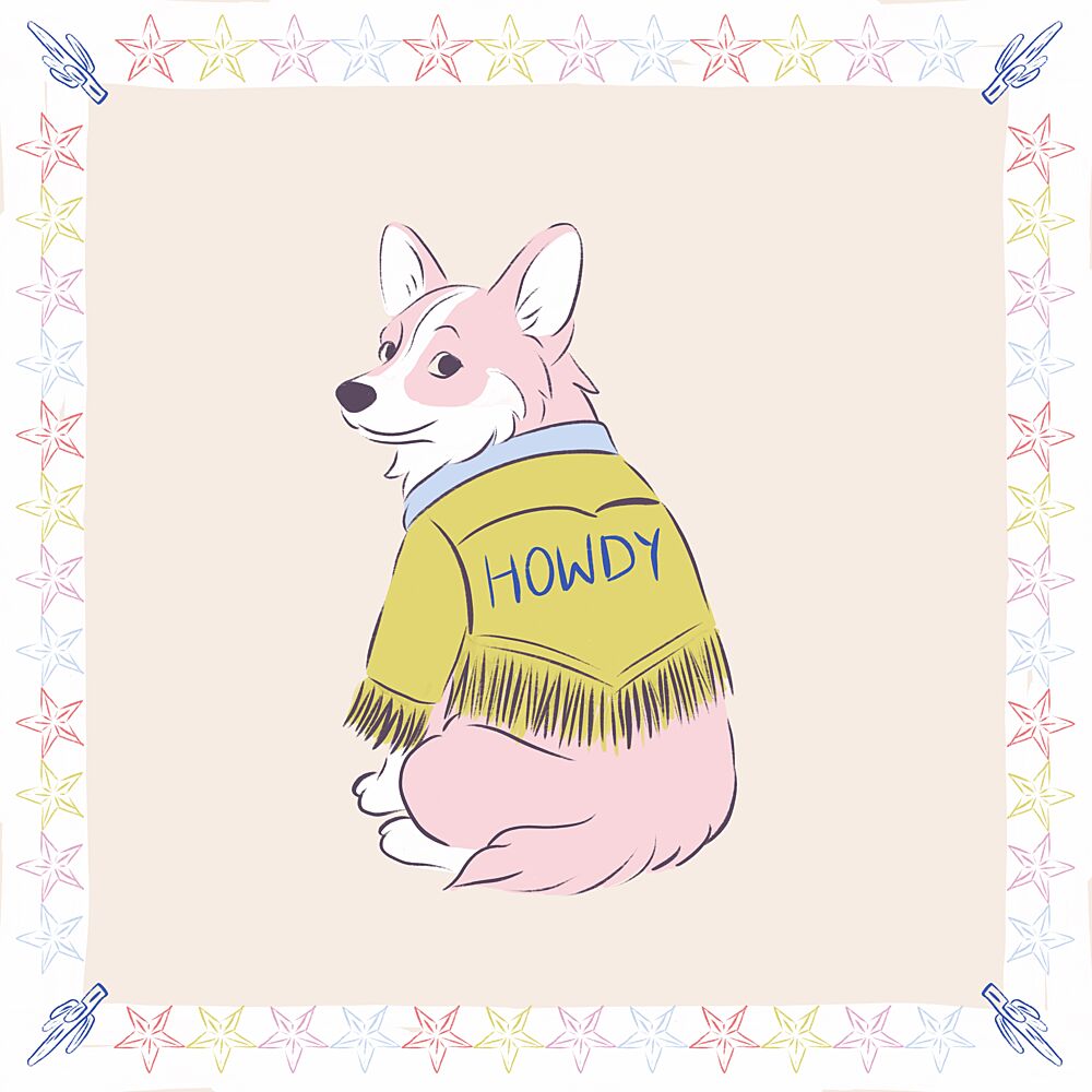 Cute Howdy Corgi art print by Radhika Modi for $57.95 CAD