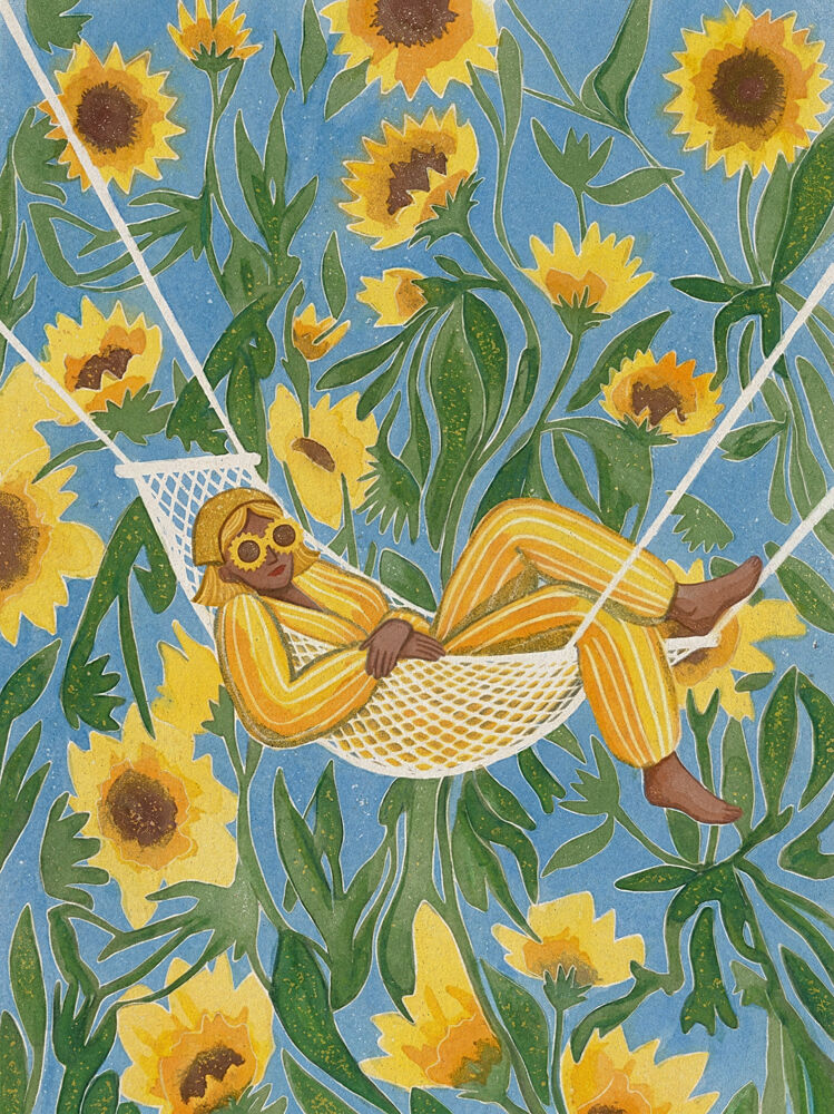 Relaxing Among Sunflowers art print by Essa van Reis for $57.95 CAD