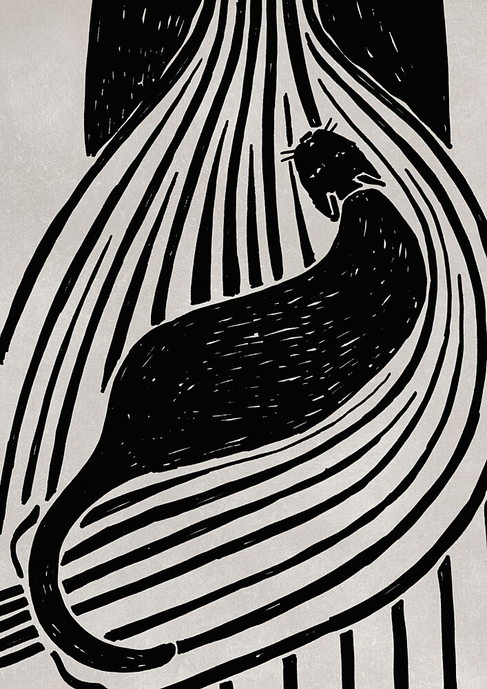 Elegant Striped Cat art print by Rosana Laiz Blursbyai for $57.95 CAD