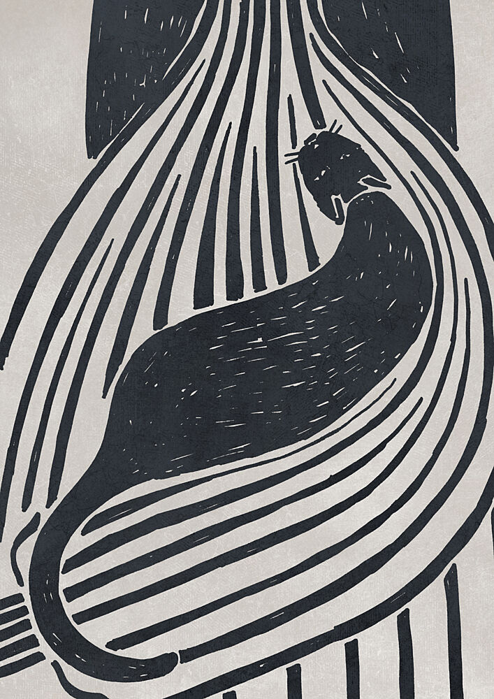 Black Curled Cat art print by Rosana Laiz Blursbyai for $57.95 CAD