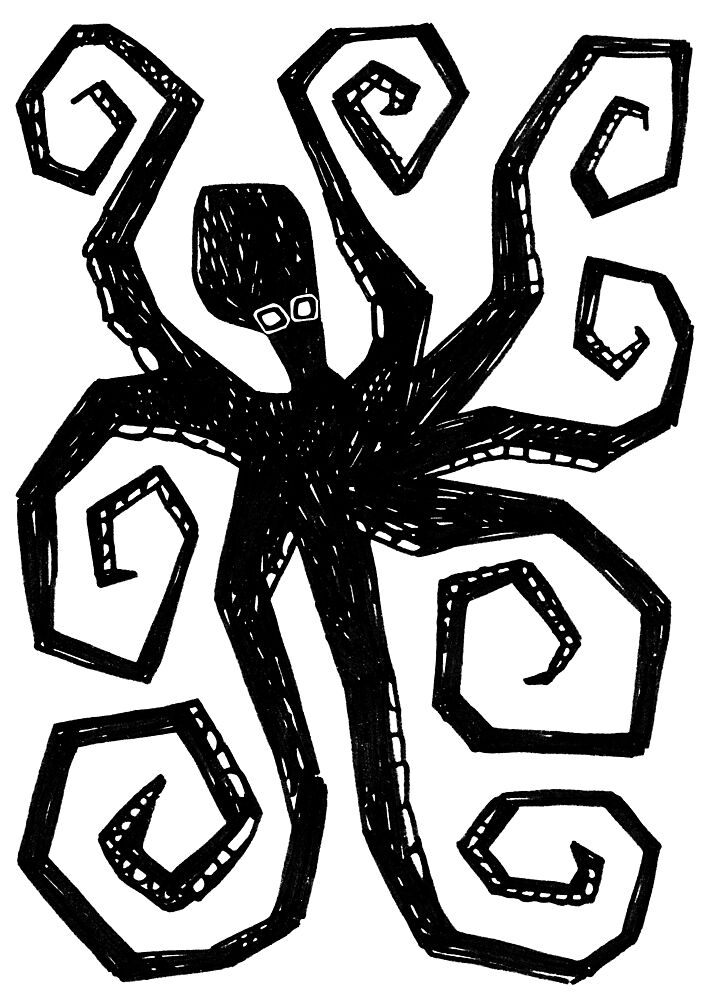 Black Octopus Swirl art print by Rosana Laiz Blursbyai for $57.95 CAD
