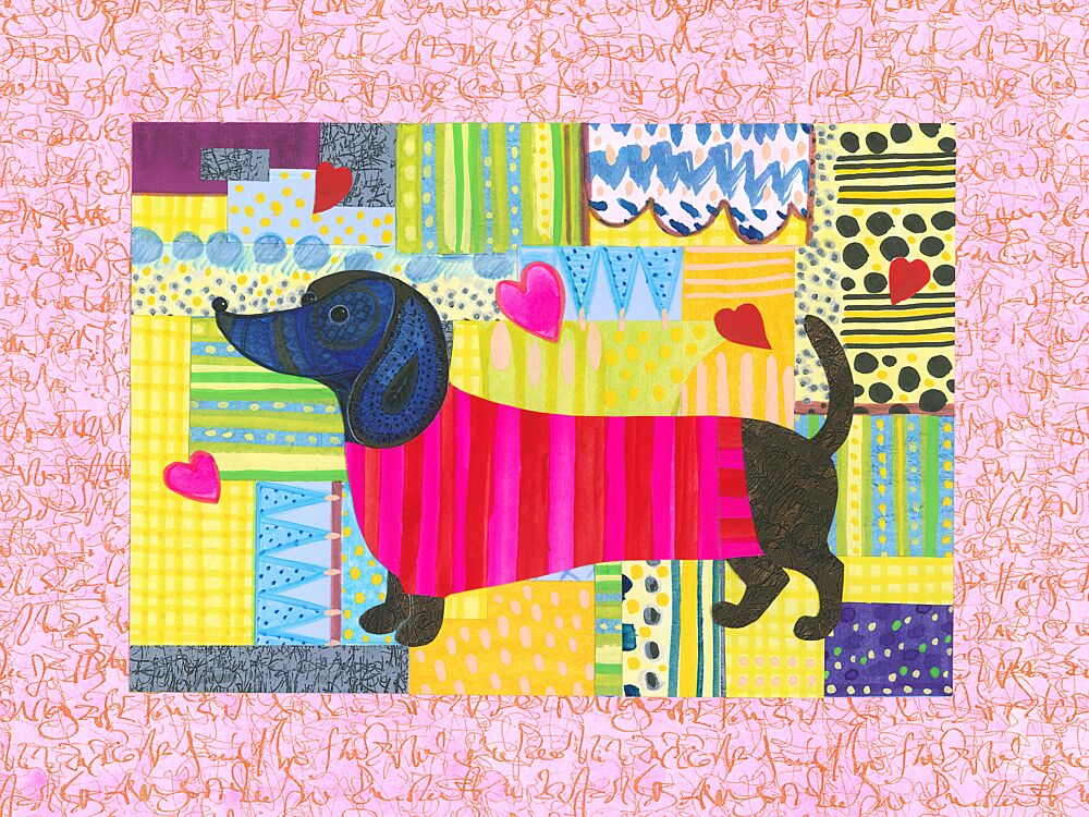 Colorful Dachshund Sweater art print by Isabelle Brent for $57.95 CAD