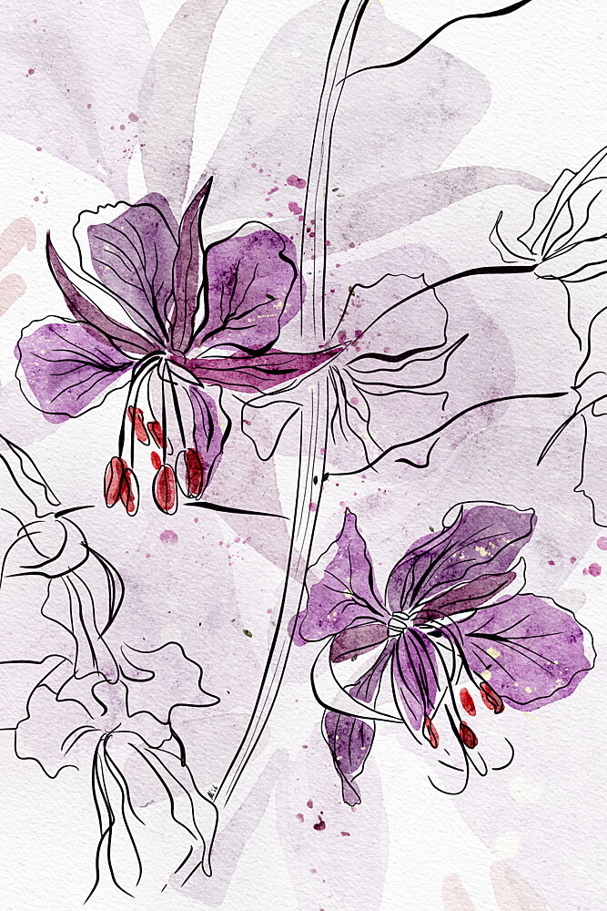 Purple Watercolor Blooms art print by Ankie Kooi for $57.95 CAD