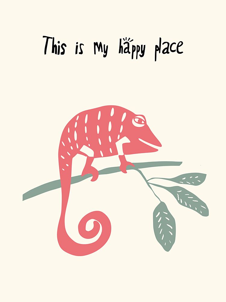 Pink Chameleon Happy Place art print by Annick for $57.95 CAD