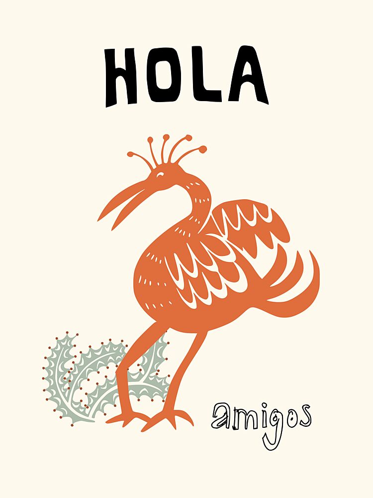 Hola Amigos Bird art print by Annick for $57.95 CAD