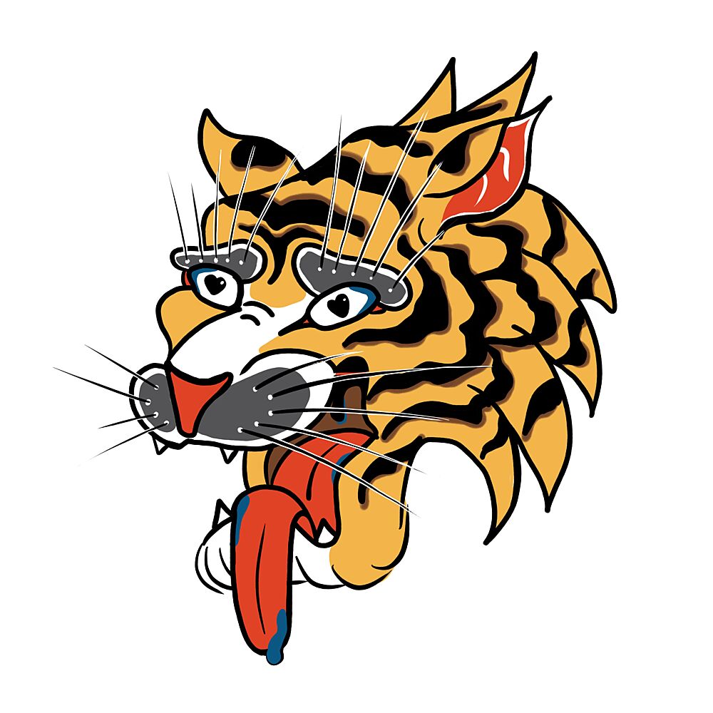 Quirky Tiger Head art print by Mela Patterns for $57.95 CAD