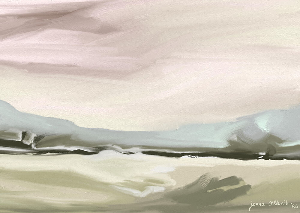 Serene Pastel Landscape art print by Jenna Alheit for $57.95 CAD