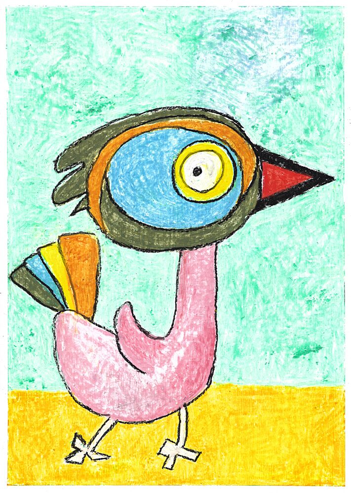 Whimsical Colorful Bird art print by Annick for $57.95 CAD