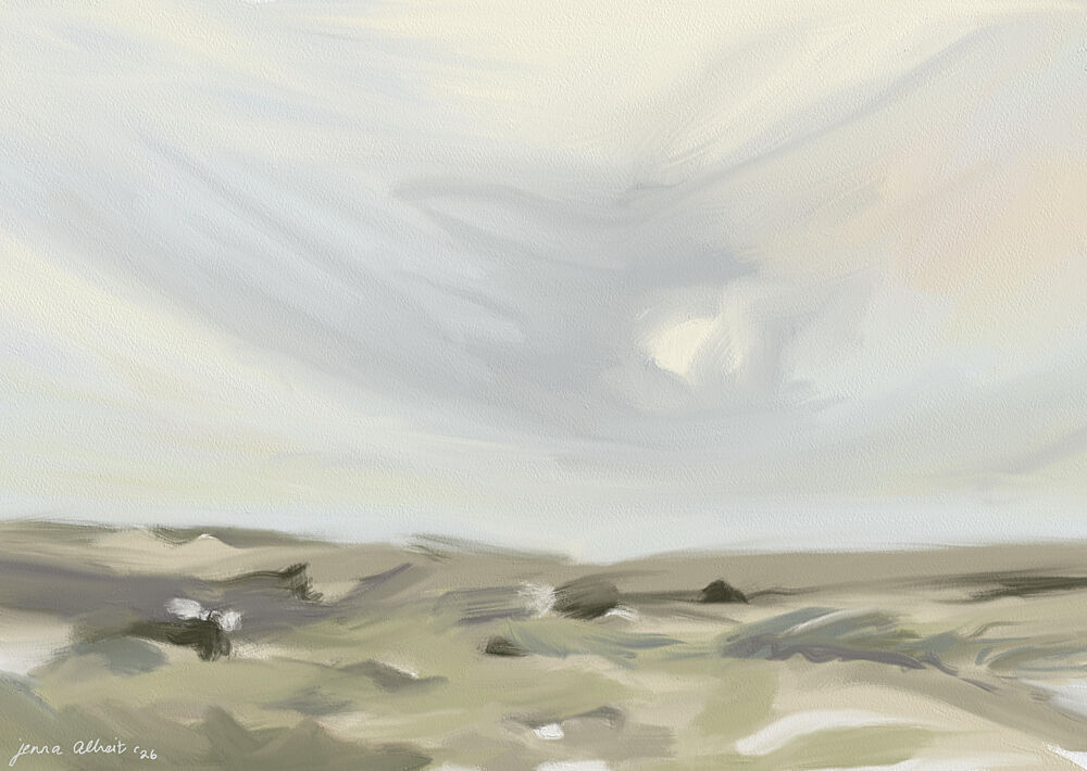 Serene Sky Landscape art print by Jenna Alheit for $57.95 CAD