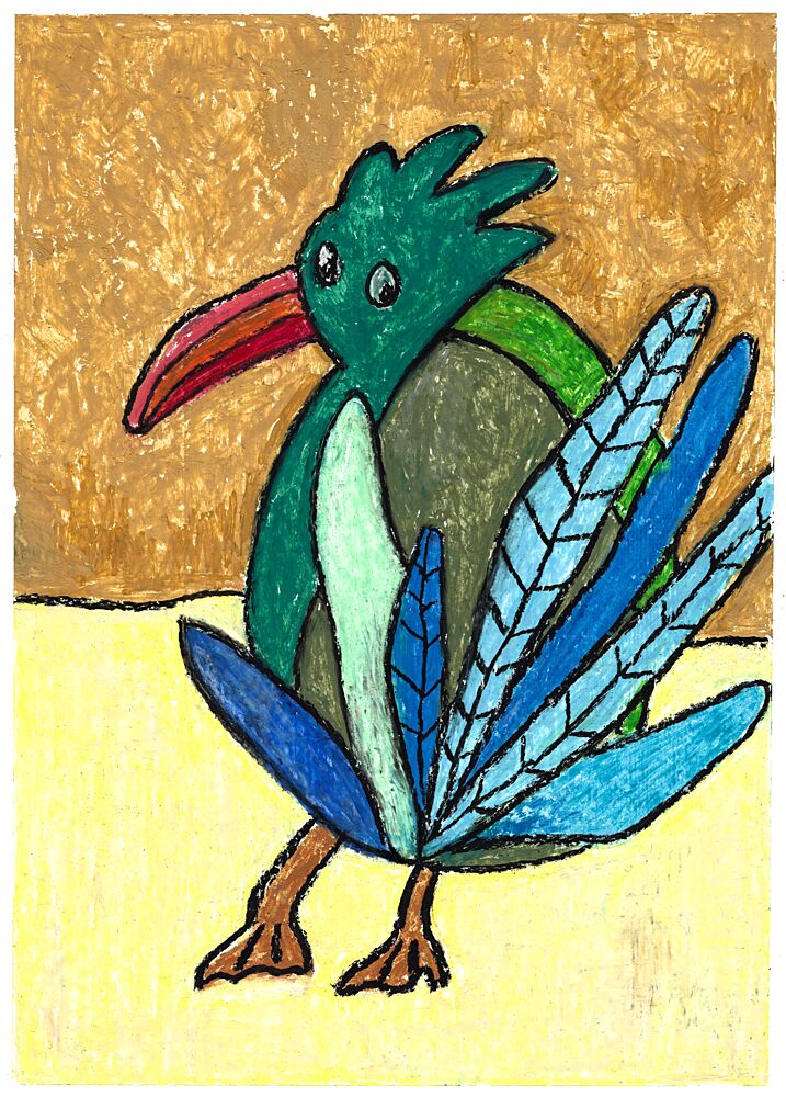 Whimsical Colorful Bird art print by Annick for $57.95 CAD