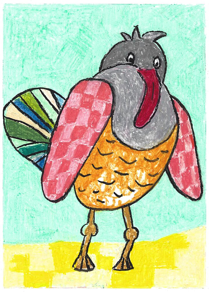 Whimsical Checkered Bird art print by Annick for $57.95 CAD