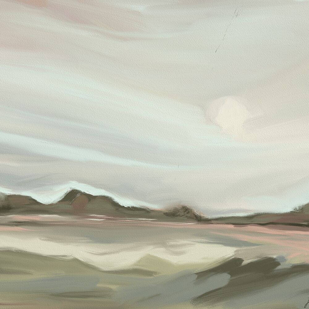 Muted Mountain Lake art print by Jenna Alheit for $57.95 CAD