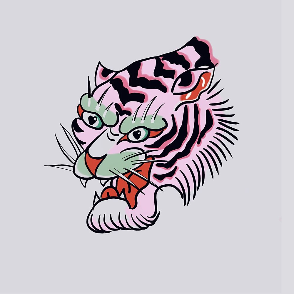 Pink Roaring Tiger art print by Mela Patterns for $57.95 CAD