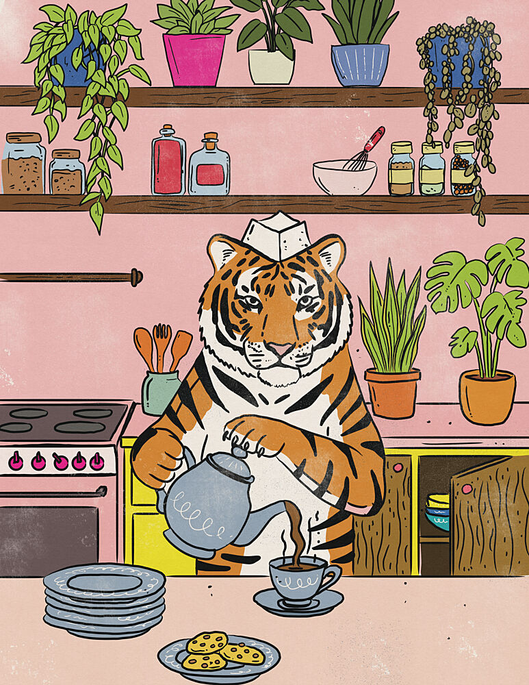 Tigers Coffee Break art print by Nicholas for $57.95 CAD