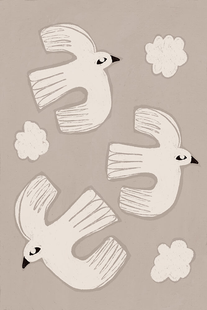 Peaceful White Birds Flying art print by Treechild for $57.95 CAD