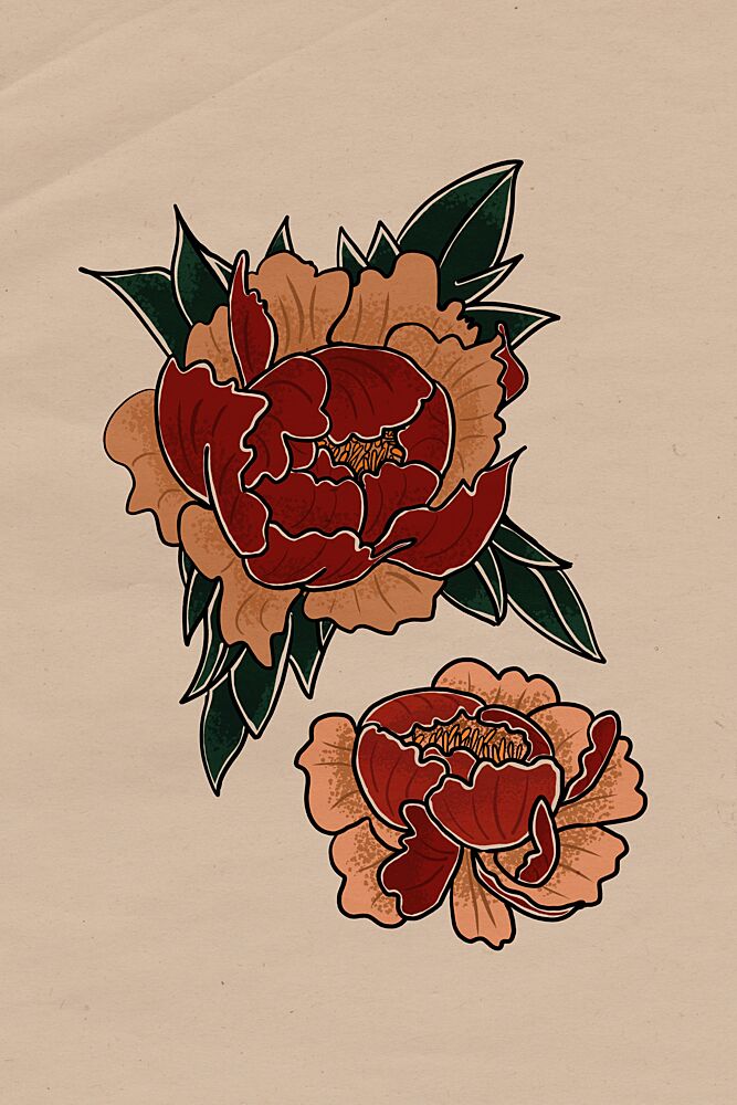 Traditional Peony Blooms art print by Mela Patterns for $57.95 CAD