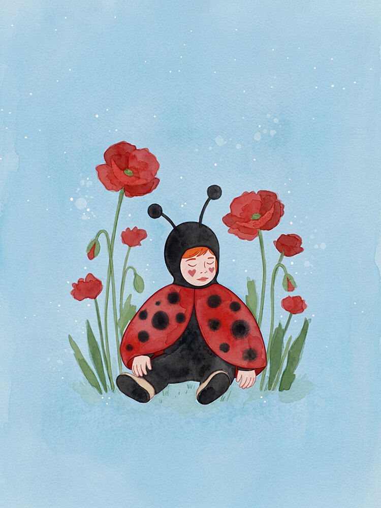 Sleeping Ladybug Baby art print by Essa van Reis for $57.95 CAD