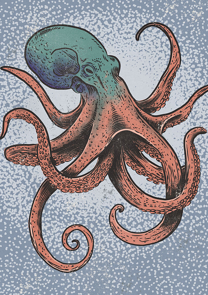 Vintage Ocean Octopus art print by Nicholas for $57.95 CAD