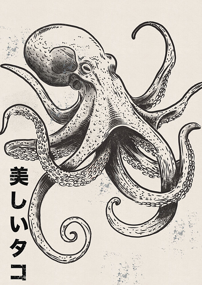 Beautiful Japanese Octopus art print by Nicholas for $57.95 CAD