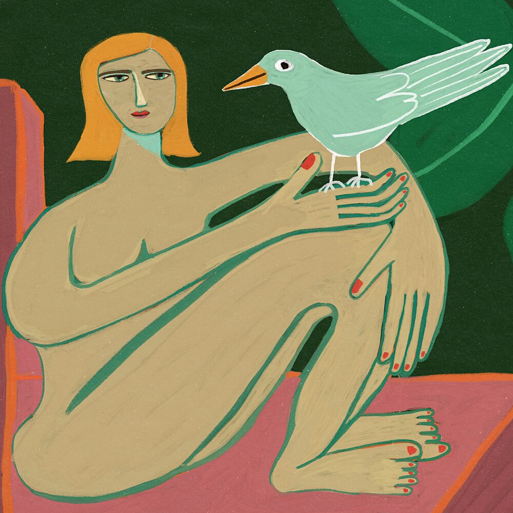 Serene Woman and Bird art print by Sharyn Bursic for $57.95 CAD