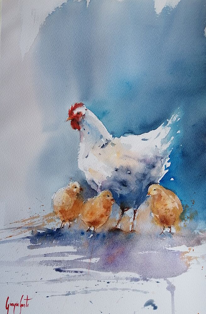White Hen and Chicks art print by Giorgio Gosti for $57.95 CAD
