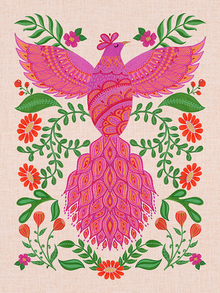 Vibrant Floral Phoenix art print by Suchi Deb for $57.95 CAD