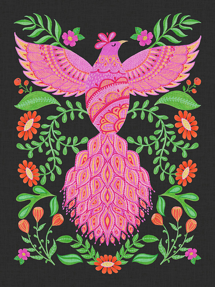 Vibrant Floral Phoenix art print by Suchi Deb for $57.95 CAD