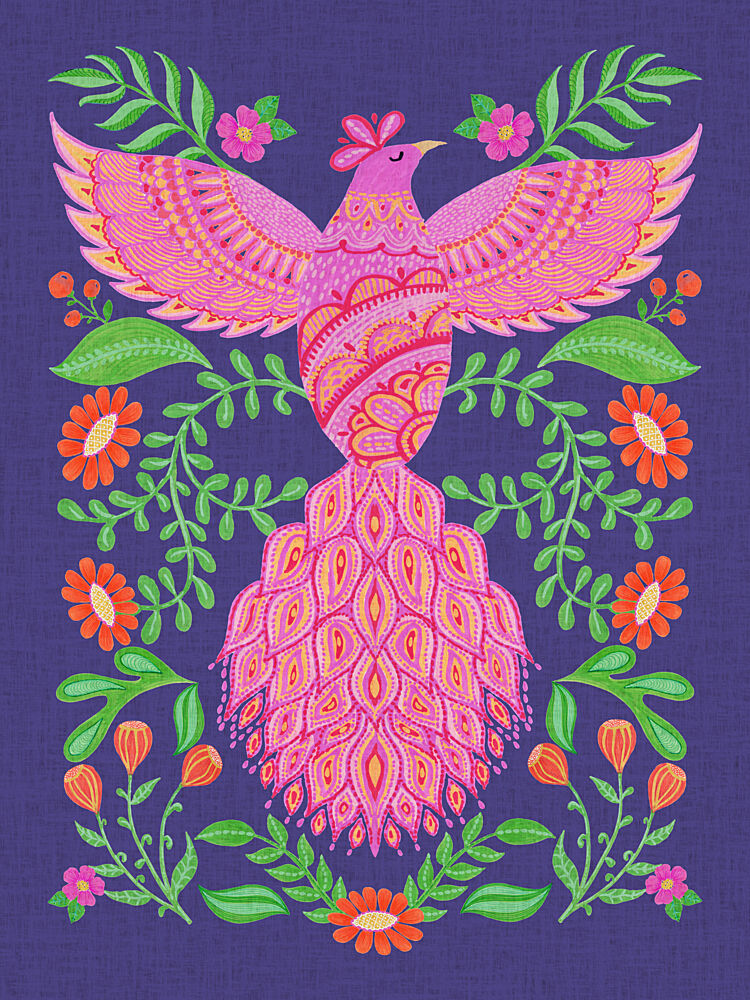 Vibrant Phoenix Floral art print by Suchi Deb for $57.95 CAD