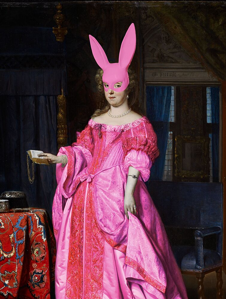 Surreal Pink Bunny Portrait art print by Athene Fritsch for $57.95 CAD