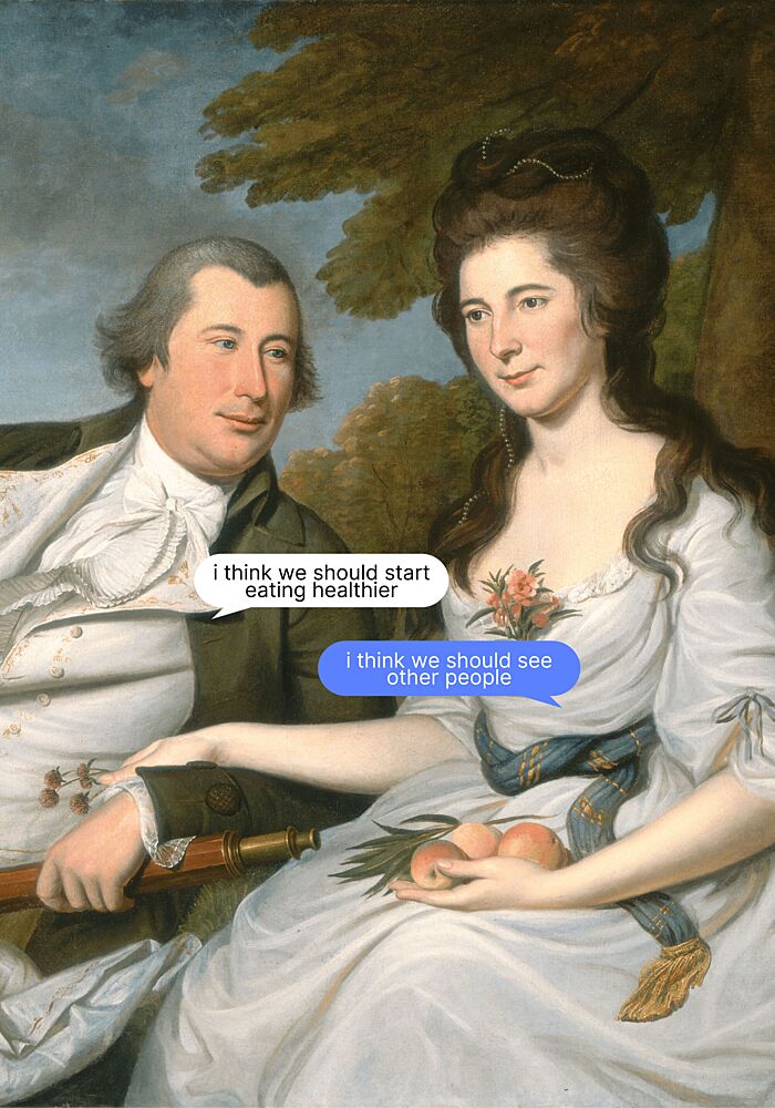 Funny Classical Chat art print by Athene Fritsch for $57.95 CAD