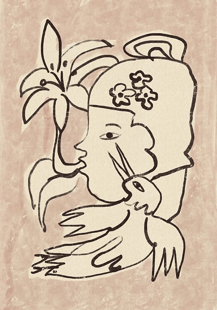 Minimalist Woman Bird Lily art print by Raipa Studio for $57.95 CAD