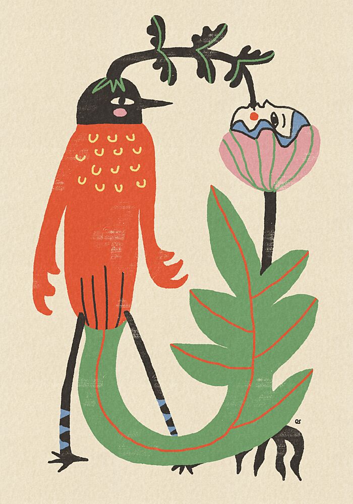 Whimsical Bird and Flower art print by Raipa Studio for $57.95 CAD