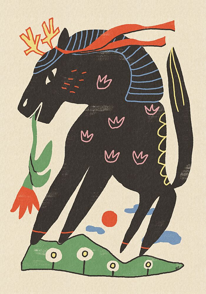 Mythical Horse with Flower art print by Raipa Studio for $57.95 CAD
