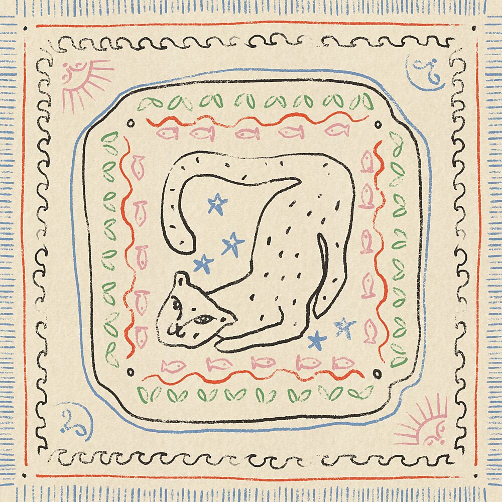 Playful Folk Cat art print by Raipa Studio for $57.95 CAD