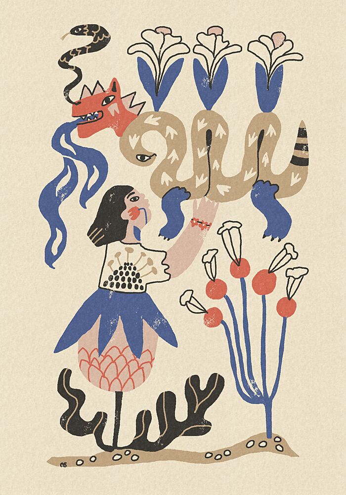 Mystical Woman and Dragon art print by Raipa Studio for $57.95 CAD