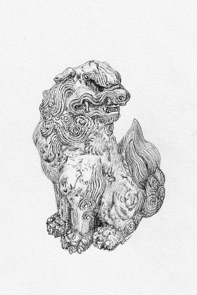 Mythical Foo Dog Sculpture art print by E.C. Mazur for $57.95 CAD