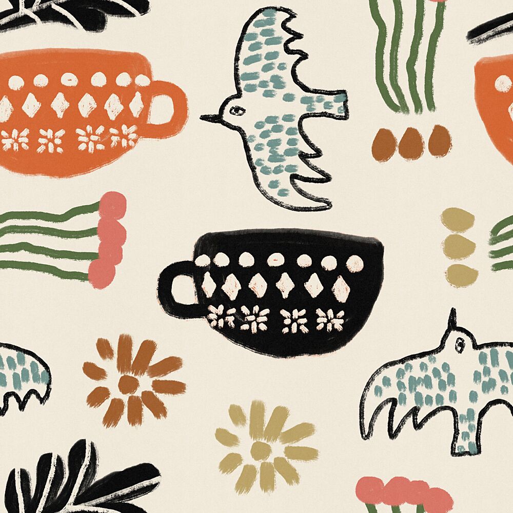 Nordic Folk Cups and Birds art print by Raipa Studio for $57.95 CAD