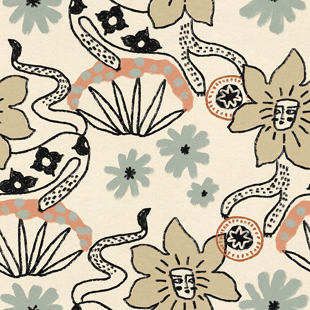 Bohemian Floral Snakes art print by Raipa Studio for $57.95 CAD