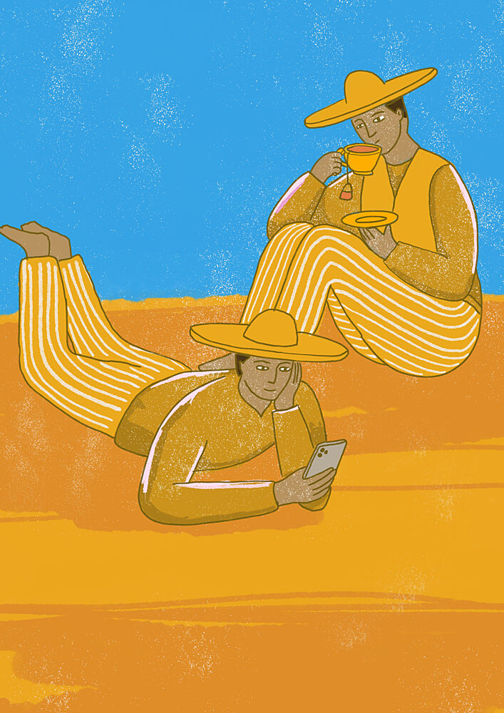 Relaxed Men Warm Day art print by Nicholas for $57.95 CAD