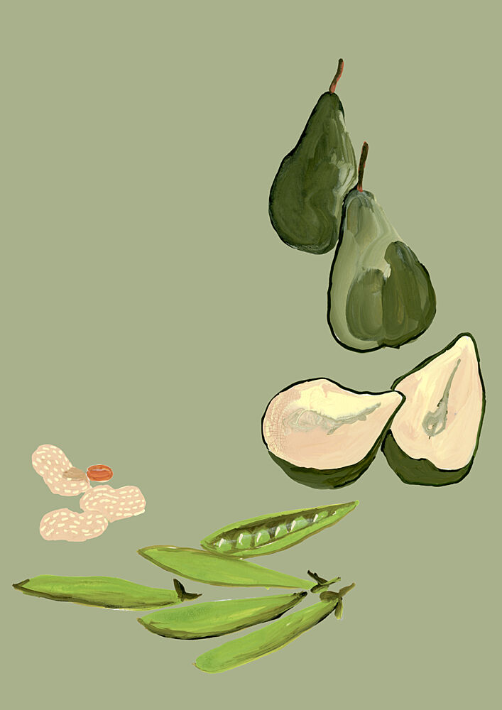 Pears Peas Peanuts Green art print by Rosana Laiz Blursbyai for $57.95 CAD