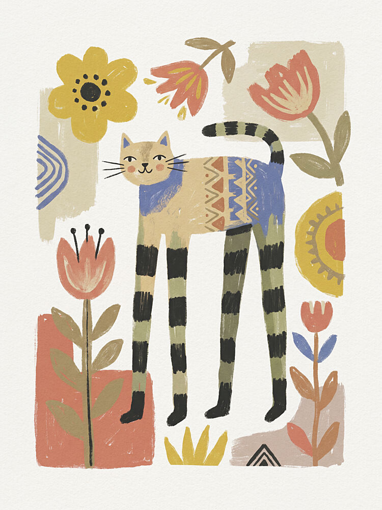 Whimsical Folk Cat art print by Andreas Magnusson for $57.95 CAD