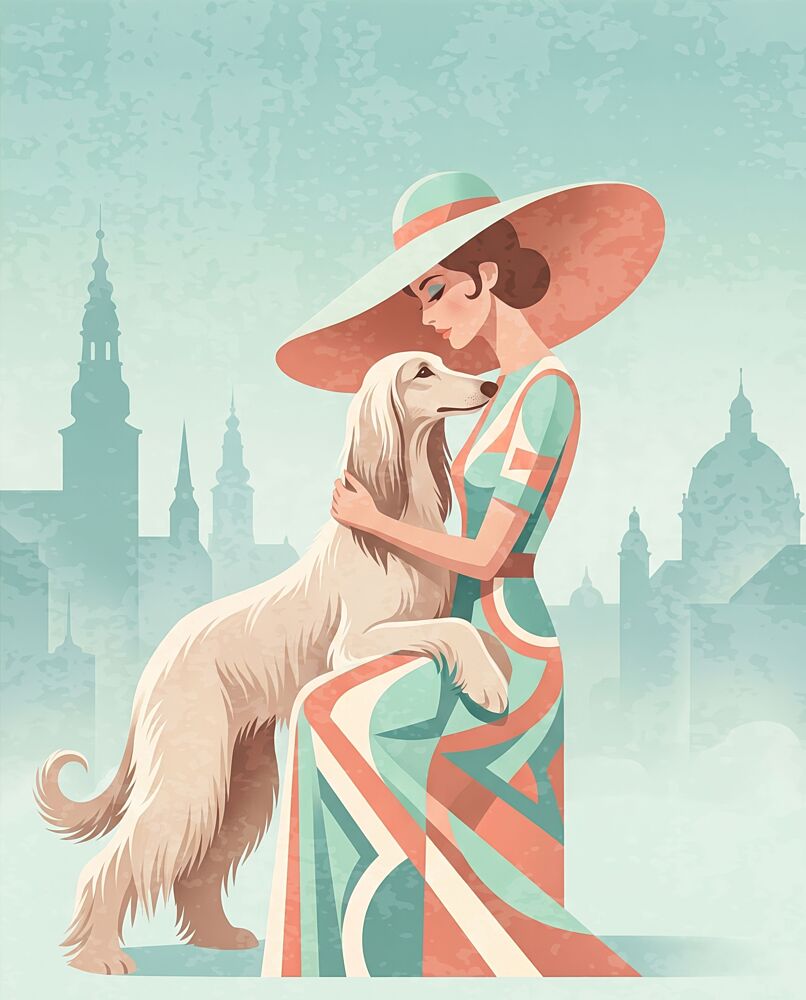 Elegant Woman Afghan Hound art print by Emel Tunaboylu for $57.95 CAD